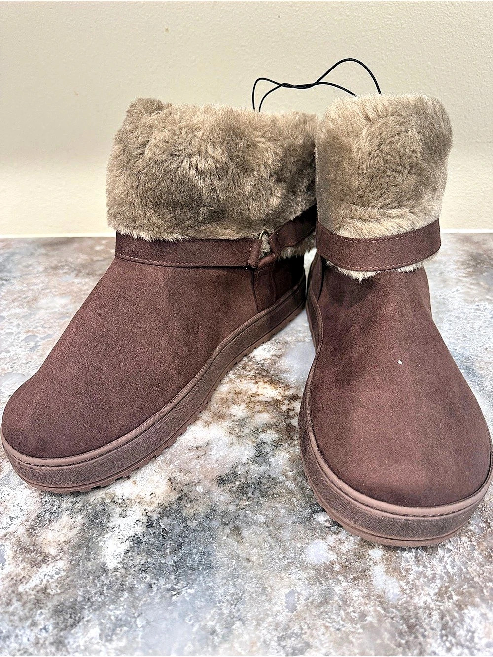 Journee Faux Fur Cuff Brown Winter Boots New